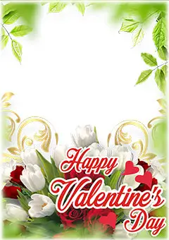 Valentines Day greeting with bouquet of roses