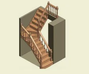 Конструкция лестницы с забежными ступенями + чертеж