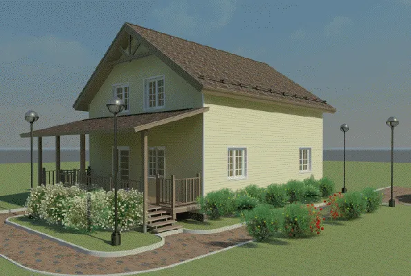 Проекты простых домов до 200 кв. м. Проект каркасного дома 92/134.. Фасады, планировки(анонс).
