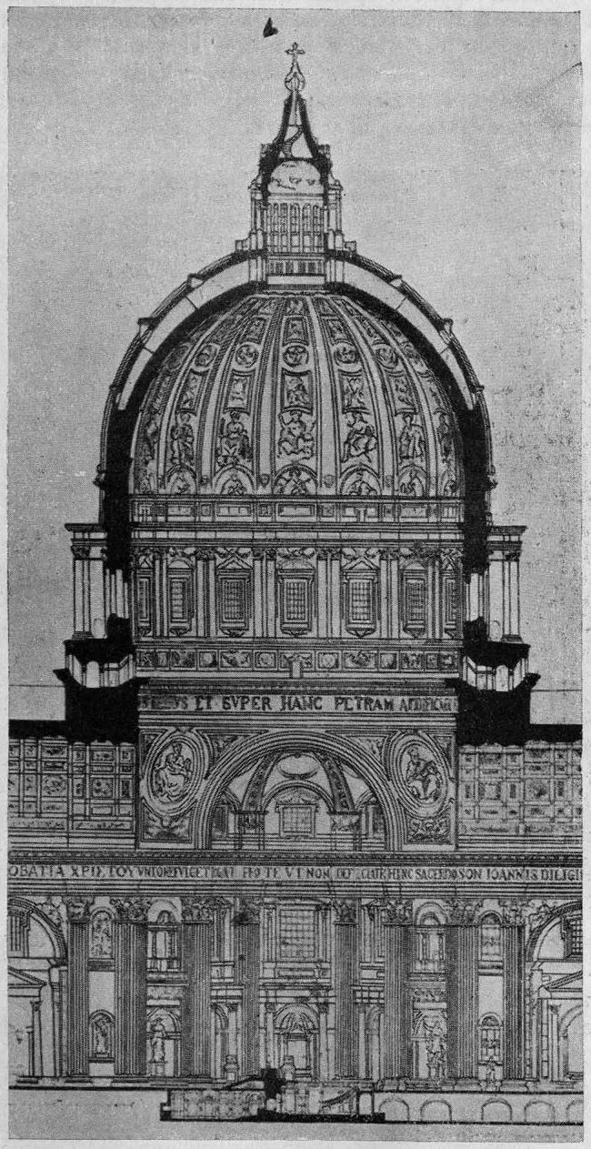 Рис. 13. Каменный ребристый купол собора св. Петра в Риме (1506—1626 гг.)