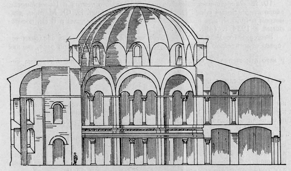 Рис. 24. Каменный волнисто-складчатый купол храма Сергия и Вакха в Истамбуле