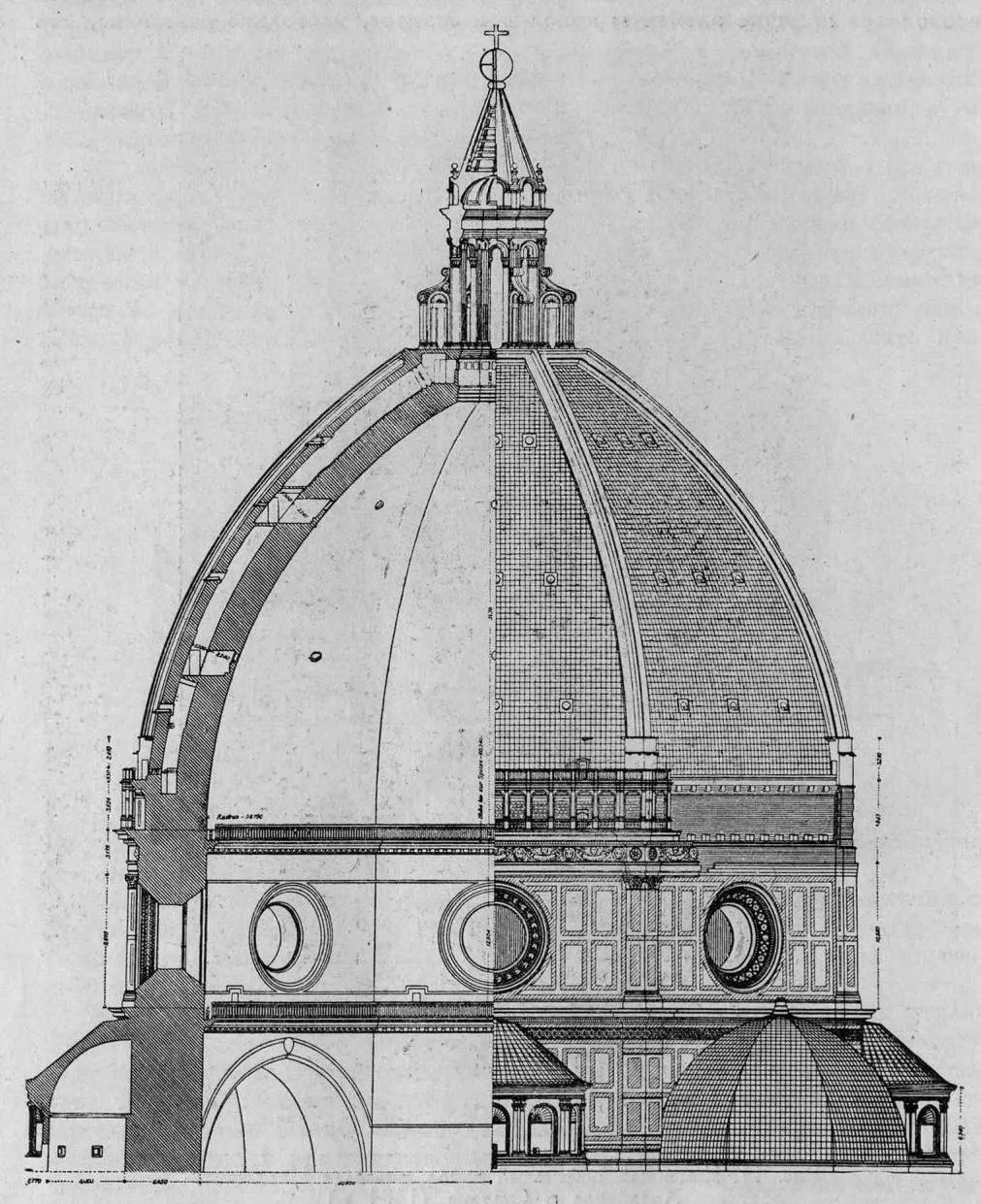 Рис. 12. Каменный ребристый купол собора во Флоренции (1421—1434 гг.)