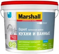 Краска MARSHALL для кухни и ванной, влагостойкая интерьерная, баз BW, 4.5 л 5248868