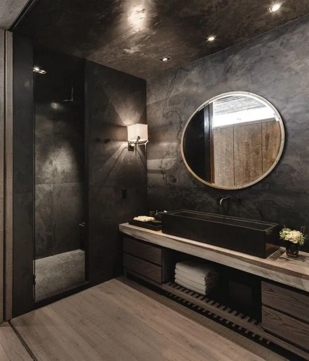 черная ванная комната дизайн фото