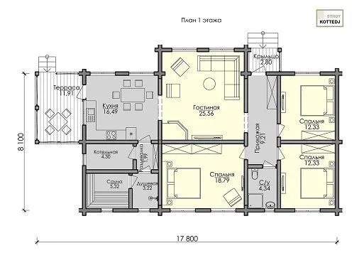Проекты одноэтажных домов до 200 кв. м ...