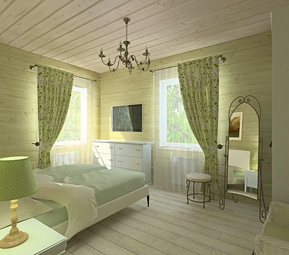 Спальня в деревянном деревянном доме (65 фото)