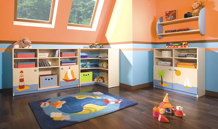Система хранения должна соответствовать общей стилистике дизайна детской комнатыФОТО: howmeb.com
