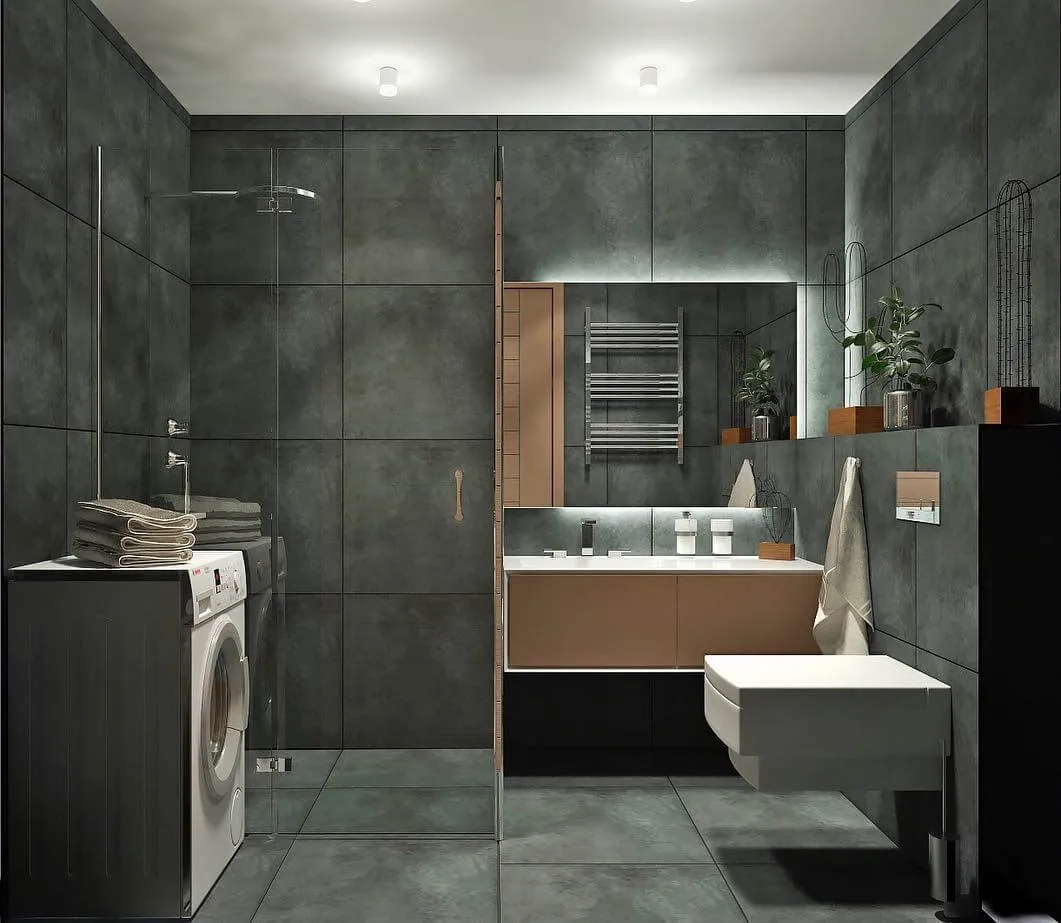Фото дизайна ванной комнаты в серых тонах